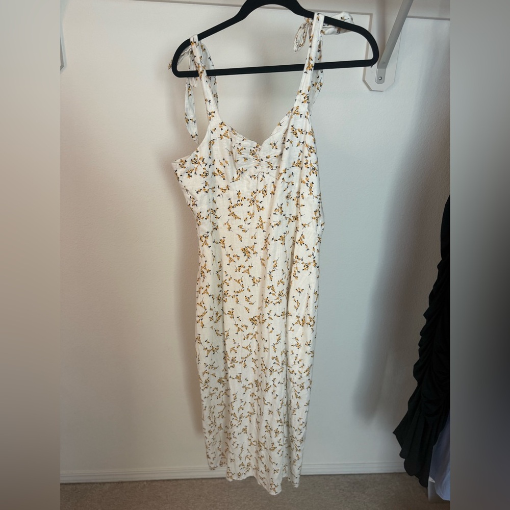 MINKPINK Floral Midi Dress L Cottagecore Tie Strap